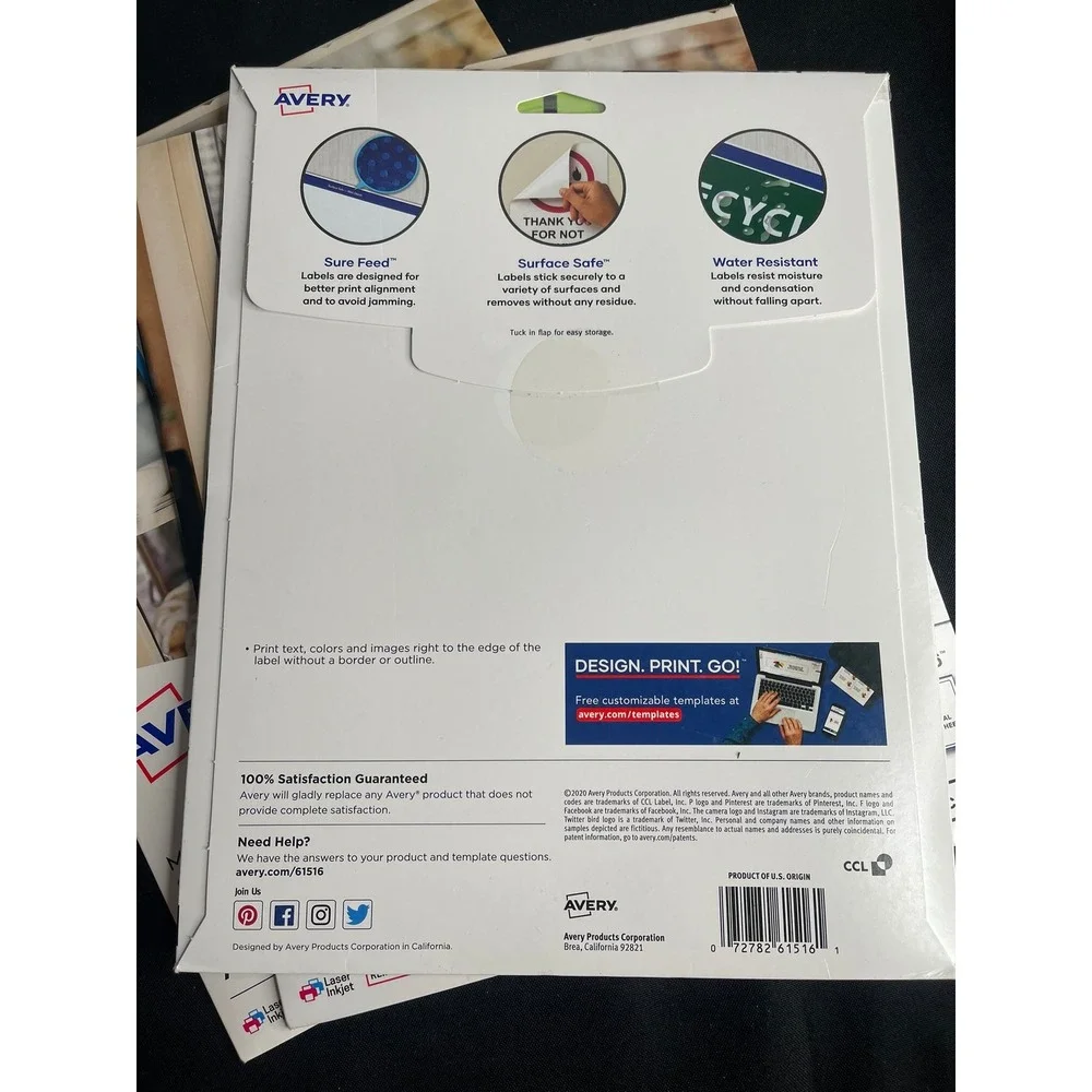Avery 61516 Matte White Surface Safe Wall Decals 7x10 Social Distancing 9-Pack‎